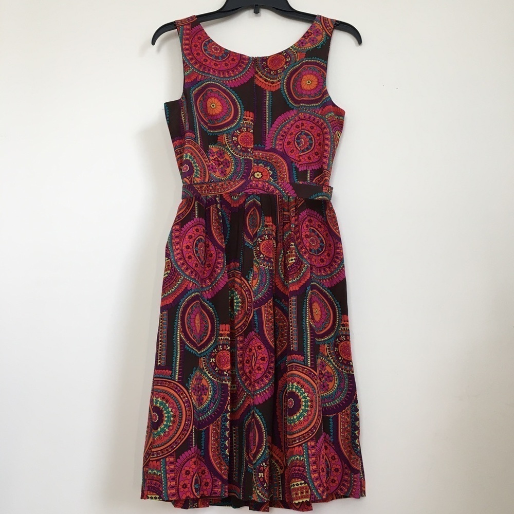 Trina Turk Multicolor Paisley Midi Dress - Pink, Orange, Green, Blue